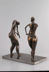 Adam ṣi Eva - Sculptură în bronz, 39cm, 2000