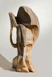 Portret - Sculptură în lemn, 90cm, 2000