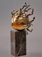 Explozie solară 5, sculptură în bronz, 43cm, soclu de marmură, 2010